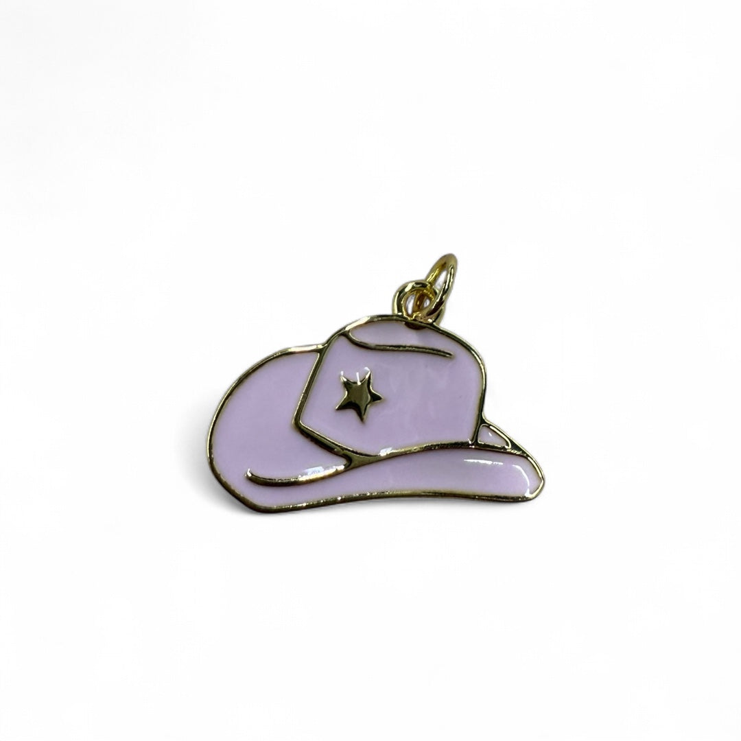 Colgante de sombrero de vaquero occidental con joyería de oro/cobre de 18 quilates bañado en oro rosa