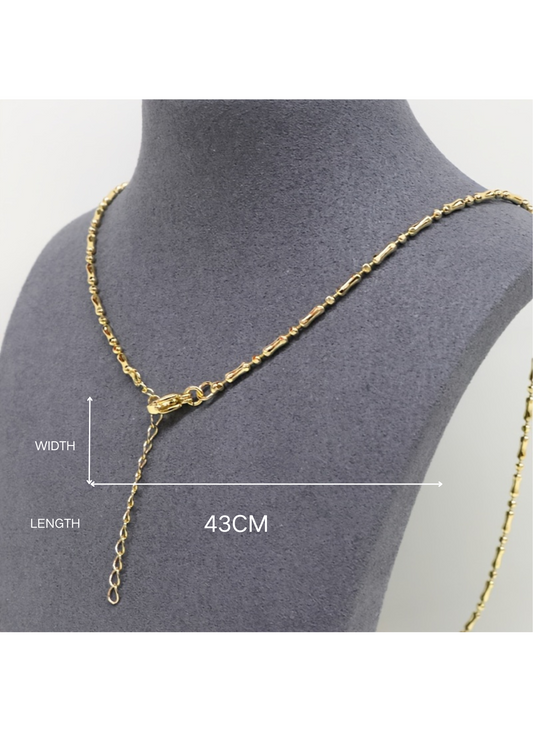 镀金18k金色/43cm金色链条豆子串珠项链 简约时尚