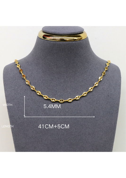 5.4mm*41cm/镀金18k金色/猪鼻子项链